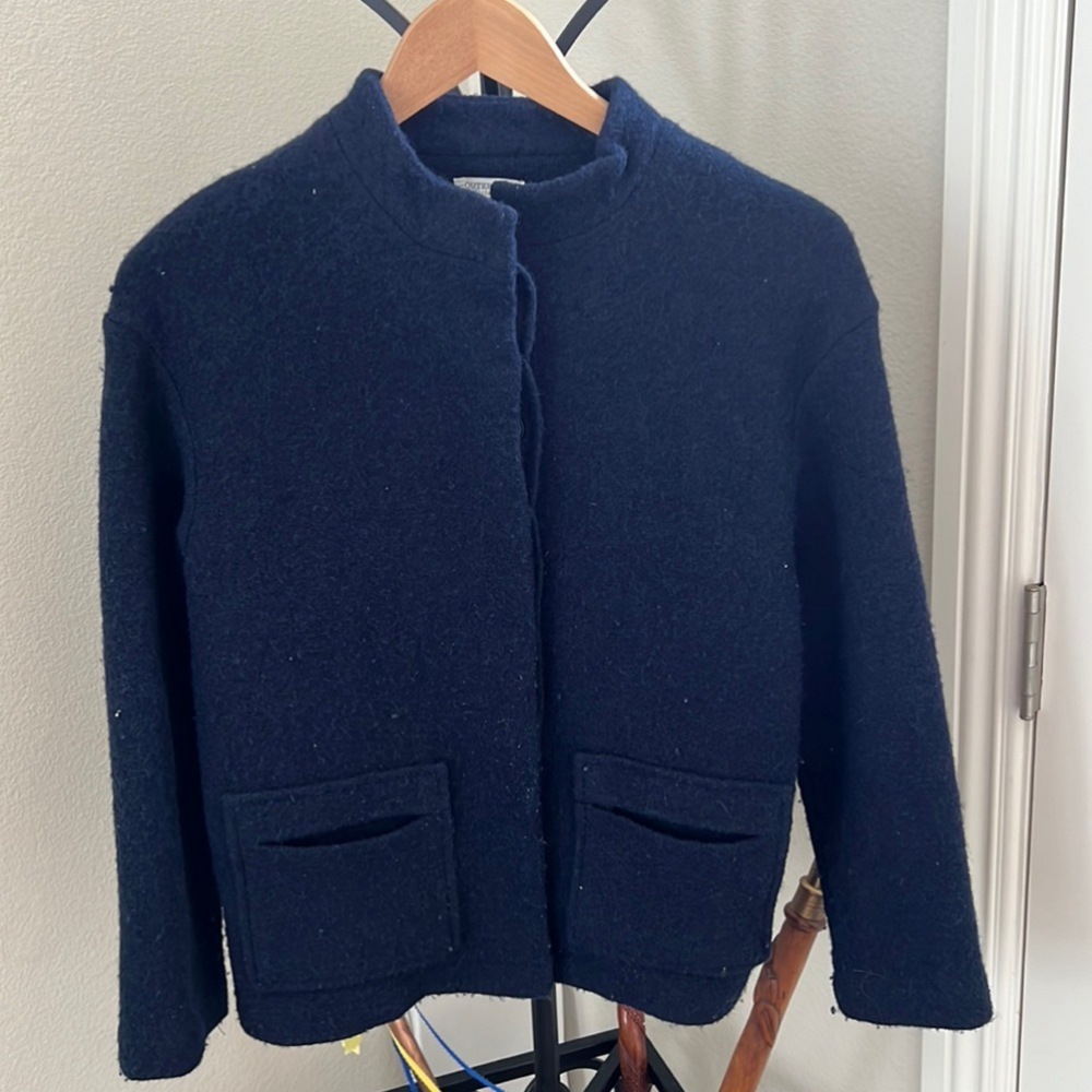 Zara girls navy wool pea coat. Size 13-14